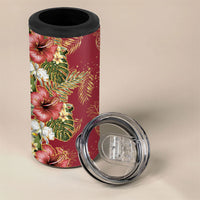 Hawaii Discoverers Day 4 in 1 Can Cooler Tumbler Tropical Hibiscus Glitter Crimson LT05 - Polynesian Pride