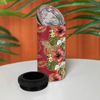 Hawaii Discoverers Day 4 in 1 Can Cooler Tumbler Tropical Hibiscus Glitter Crimson LT05 - Polynesian Pride