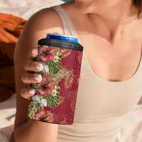 Hawaii Discoverers Day 4 in 1 Can Cooler Tumbler Tropical Hibiscus Glitter Crimson LT05 - Polynesian Pride
