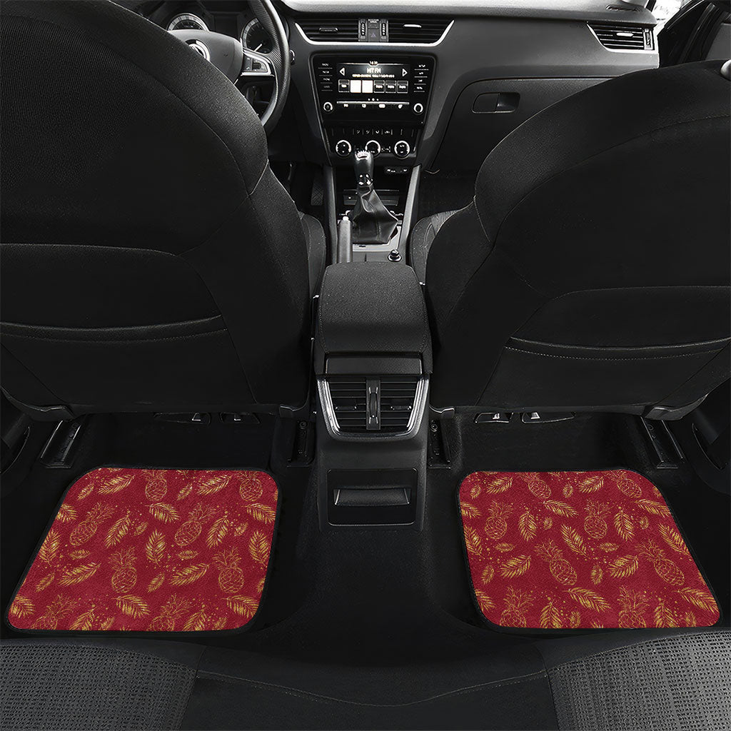 Hawaii Discoverers Day Car Mats Tropical Hibiscus Glitter Crimson LT05 Set 2pcs - Back Crimson - Polynesian Pride