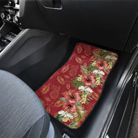 Hawaii Discoverers Day Car Mats Tropical Hibiscus Glitter Crimson LT05 - Polynesian Pride