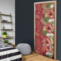 Hawaii Discoverers Day Door Cover Tropical Hibiscus Glitter Crimson LT05 - Polynesian Pride