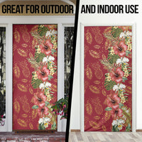Hawaii Discoverers Day Door Cover Tropical Hibiscus Glitter Crimson LT05 - Polynesian Pride