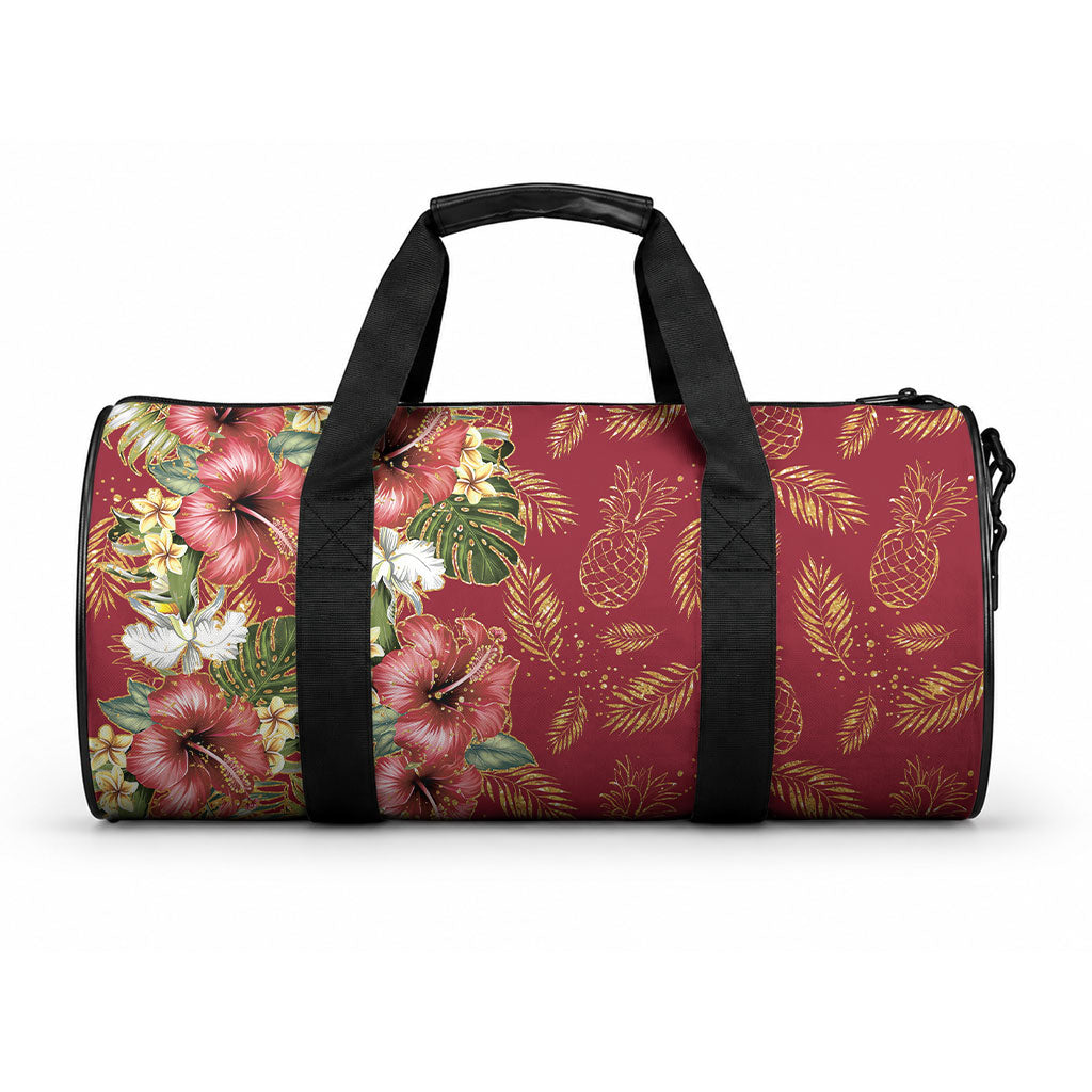 Hawaii Discoverers Day Duffle Bag Tropical Hibiscus Glitter Crimson LT05 One size Crimson - Polynesian Pride