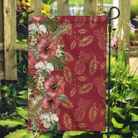 Hawaii Discoverers Day Garden Flag Tropical Hibiscus Glitter Crimson LT05 Garden Flag Crimson - Polynesian Pride