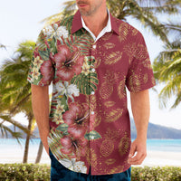 Hawaii Discoverers Day Hawaiian Shirt Tropical Hibiscus Glitter Crimson LT05 - Polynesian Pride