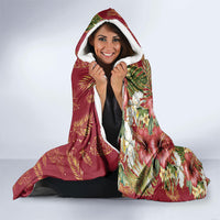 Hawaii Discoverers Day Hooded Blanket Tropical Hibiscus Glitter Crimson LT05 - Polynesian Pride