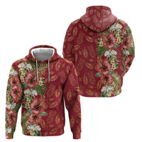 Hawaii Discoverers Day Hoodie Tropical Hibiscus Glitter Crimson LT05 - Polynesian Pride