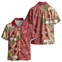 Hawaii Discoverers Day Kid Hawaiian Shirt Tropical Hibiscus Glitter Crimson LT05 - Polynesian Pride