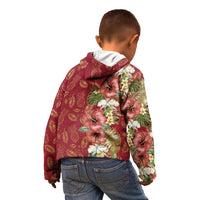 Hawaii Discoverers Day Kid Hoodie Tropical Hibiscus Glitter Crimson LT05 - Polynesian Pride