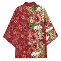 Hawaii Discoverers Day Kimono Tropical Hibiscus Glitter Crimson LT05 - Polynesian Pride
