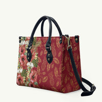 Hawaii Discoverers Day Leather Bag Tropical Hibiscus Glitter Crimson LT05 Crimson - Polynesian Pride