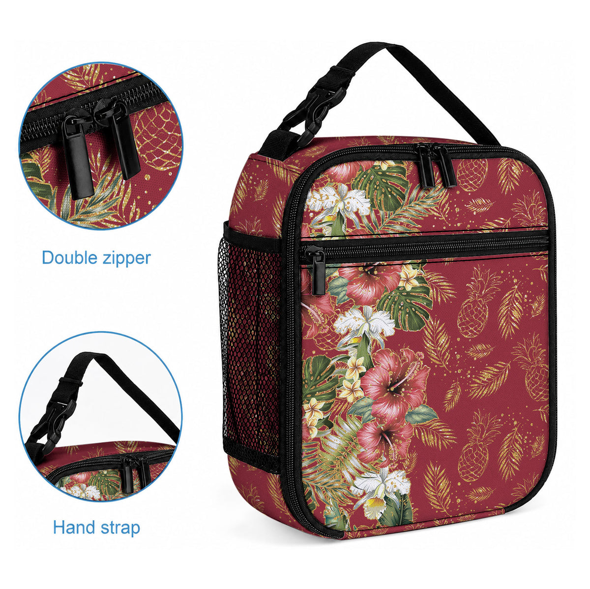 Hawaii Discoverers Day Lunch Bag Tropical Hibiscus Glitter Crimson LT05 - Polynesian Pride