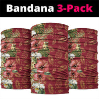 Hawaii Discoverers Day Neck Gaiter Tropical Hibiscus Glitter Crimson LT05 package One Size: 25*50cm Crimson - Polynesian Pride