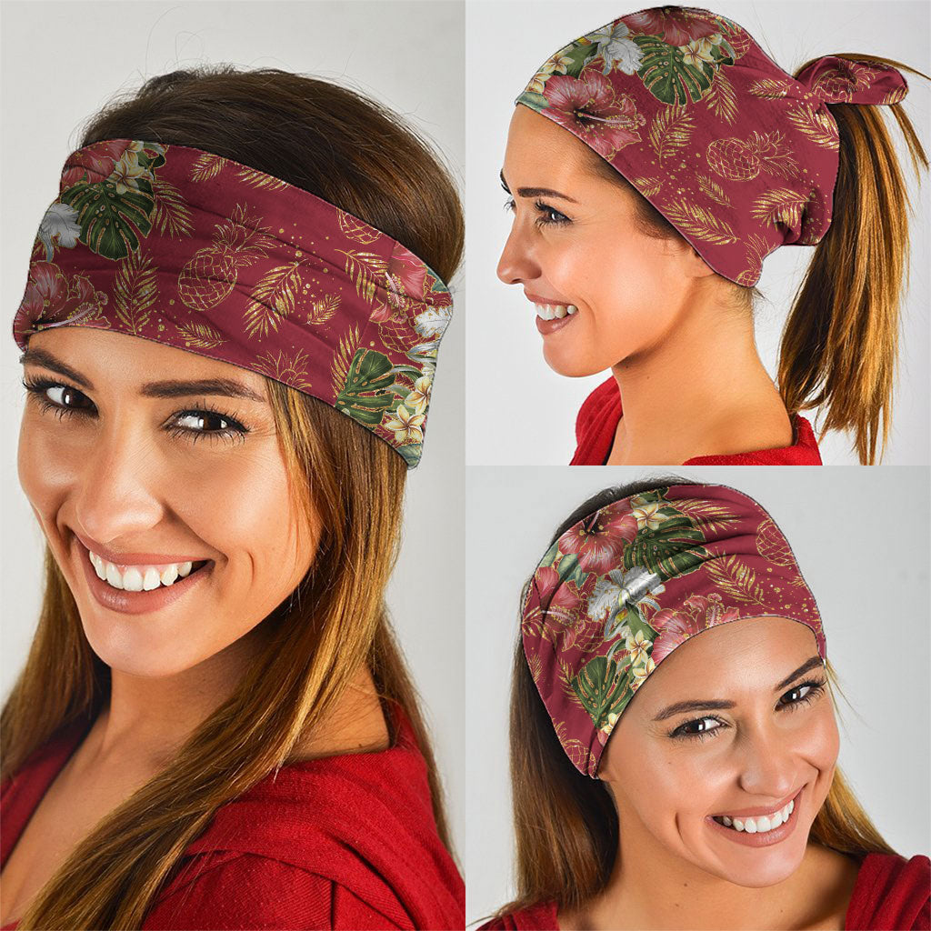 Hawaii Discoverers Day Neck Gaiter Tropical Hibiscus Glitter Crimson LT05 - Polynesian Pride