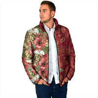 Hawaii Discoverers Day Padded Jacket Tropical Hibiscus Glitter Crimson LT05 - Polynesian Pride