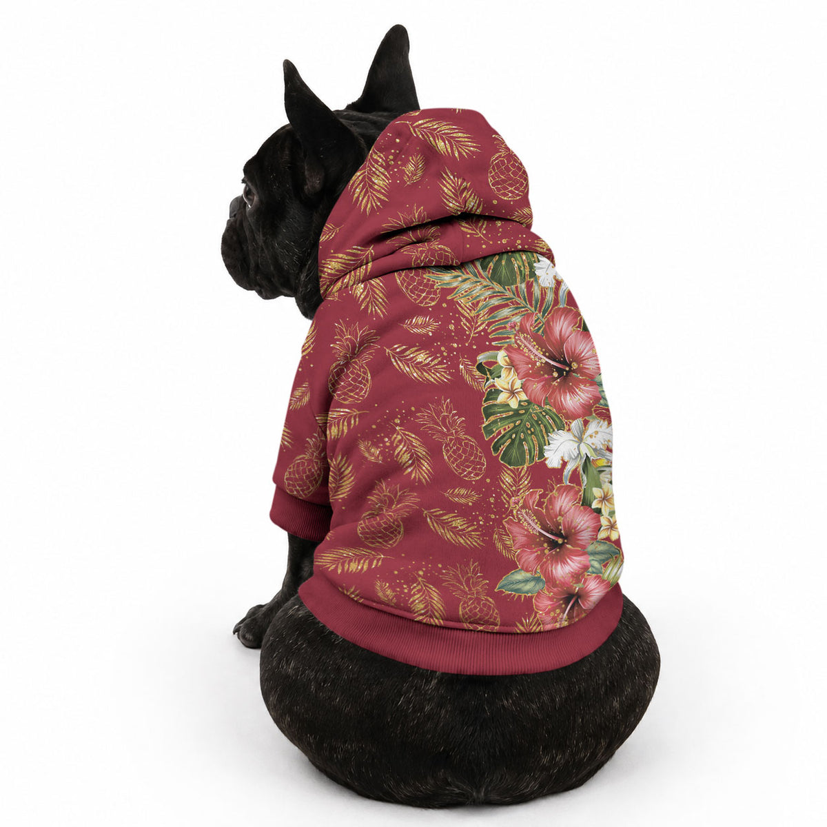 Hawaii Discoverers Day Pet Hoodie Tropical Hibiscus Glitter Crimson LT05 - Polynesian Pride