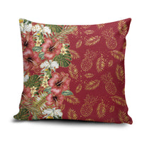 Hawaii Discoverers Day Pillow Cover Tropical Hibiscus Glitter Crimson LT05 Crimson - Polynesian Pride