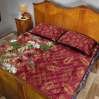 Hawaii Discoverers Day Quilt Bed Set Tropical Hibiscus Glitter Crimson LT05 - Polynesian Pride