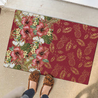 Hawaii Discoverers Day Rubber Doormat Tropical Hibiscus Glitter Crimson LT05 - Polynesian Pride