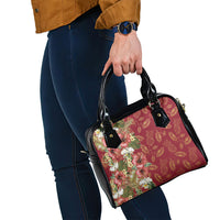 Hawaii Discoverers Day Shoulder Handbag Tropical Hibiscus Glitter Crimson LT05 - Polynesian Pride