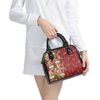Hawaii Discoverers Day Shoulder Handbag Tropical Hibiscus Glitter Crimson LT05 - Polynesian Pride