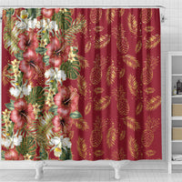 Hawaii Discoverers Day Shower Curtain Tropical Hibiscus Glitter Crimson LT05 - Polynesian Pride