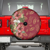 Hawaii Discoverers Day Spare Tire Cover Tropical Hibiscus Glitter Crimson LT05 - Polynesian Pride