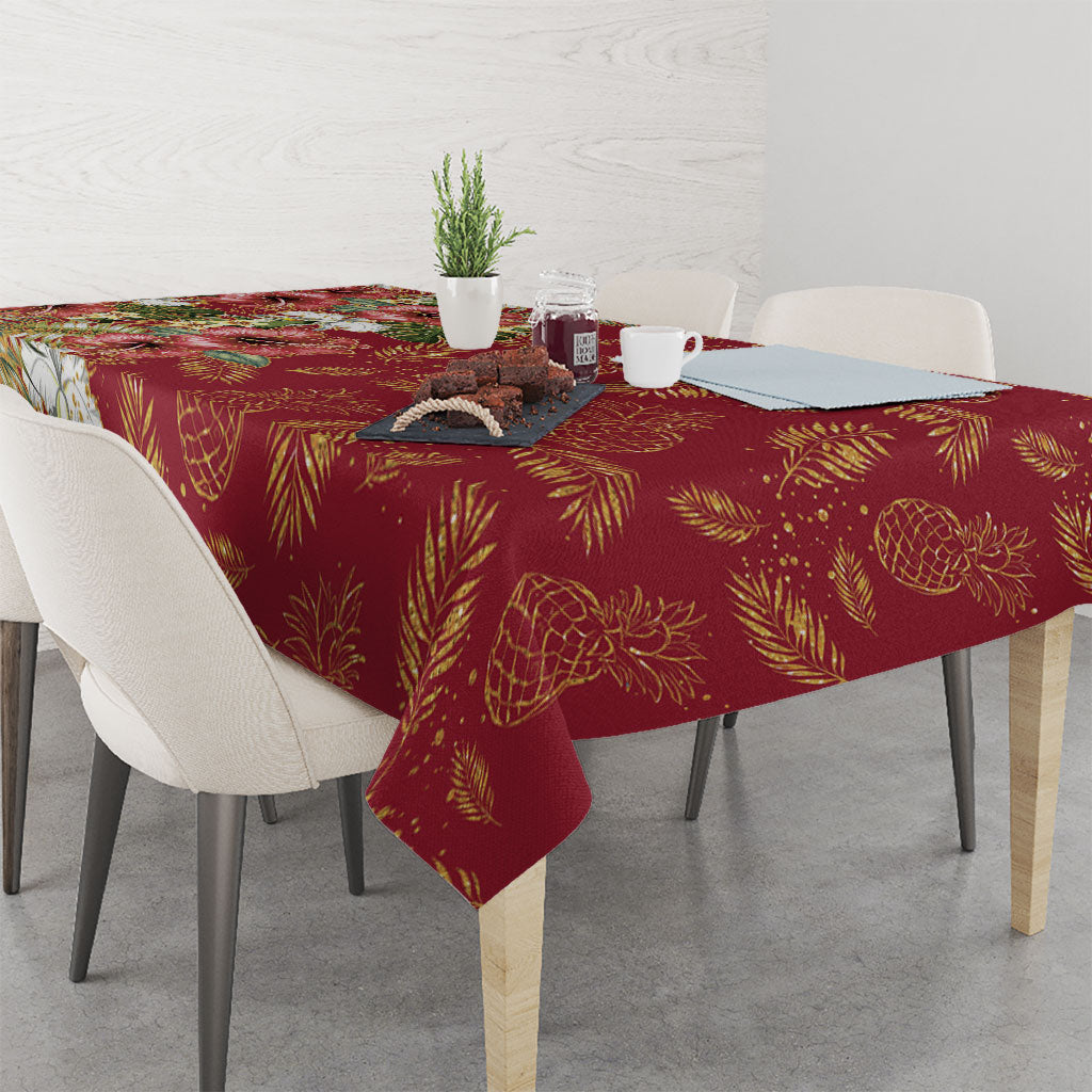 Hawaii Discoverers Day Tablecloth Tropical Hibiscus Glitter Crimson LT05 - Polynesian Pride