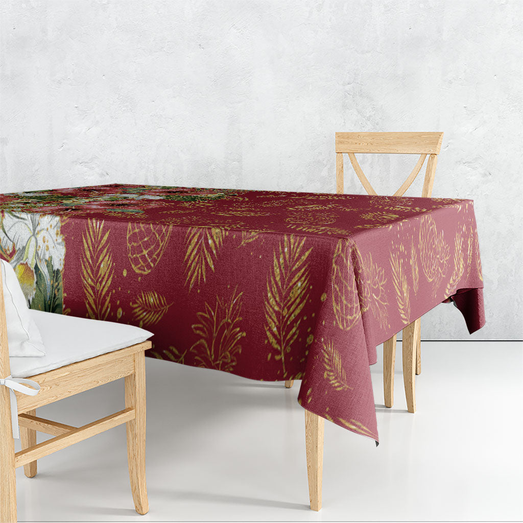 Hawaii Discoverers Day Tablecloth Tropical Hibiscus Glitter Crimson LT05 - Polynesian Pride