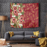 Hawaii Discoverers Day Tapestry Tropical Hibiscus Glitter Crimson LT05 Crimson - Polynesian Pride