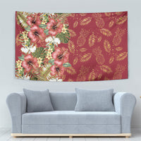 Hawaii Discoverers Day Tapestry Tropical Hibiscus Glitter Crimson LT05 - Polynesian Pride