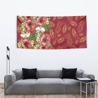 Hawaii Discoverers Day Tapestry Tropical Hibiscus Glitter Crimson LT05 - Polynesian Pride