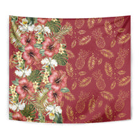 Hawaii Discoverers Day Tapestry Tropical Hibiscus Glitter Crimson LT05 - Polynesian Pride