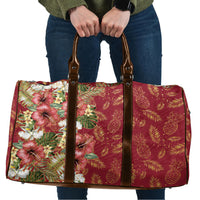 Hawaii Discoverers Day Travel Bag Tropical Hibiscus Glitter Crimson LT05 Crimson - Polynesian Pride