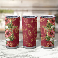 Hawaii Discoverers Day Tumbler Cup Tropical Hibiscus Glitter Crimson LT05 - Polynesian Pride