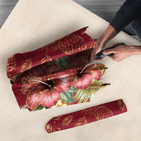 Hawaii Discoverers Day Umbrella Tropical Hibiscus Glitter Crimson LT05 - Polynesian Pride