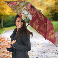 Hawaii Discoverers Day Umbrella Tropical Hibiscus Glitter Crimson LT05 - Polynesian Pride