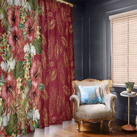 Hawaii Discoverers Day Window Curtain Tropical Hibiscus Glitter Crimson LT05 - Polynesian Pride