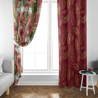 Hawaii Discoverers Day Window Curtain Tropical Hibiscus Glitter Crimson LT05 - Polynesian Pride