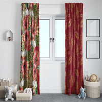Hawaii Discoverers Day Window Curtain Tropical Hibiscus Glitter Crimson LT05 - Polynesian Pride