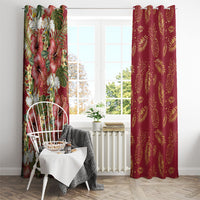Hawaii Discoverers Day Window Curtain Tropical Hibiscus Glitter Crimson LT05 - Polynesian Pride