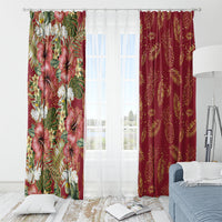 Hawaii Discoverers Day Window Curtain Tropical Hibiscus Glitter Crimson LT05 - Polynesian Pride