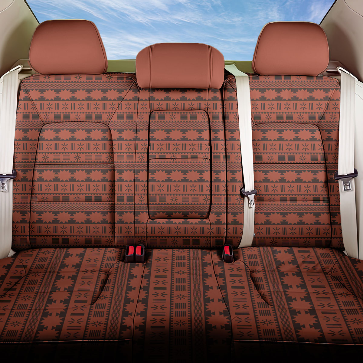 Polynesian Princess Inspired Tapa Pattern Back Car Seat Cover LT05 One Size Red - Polynesian Pride