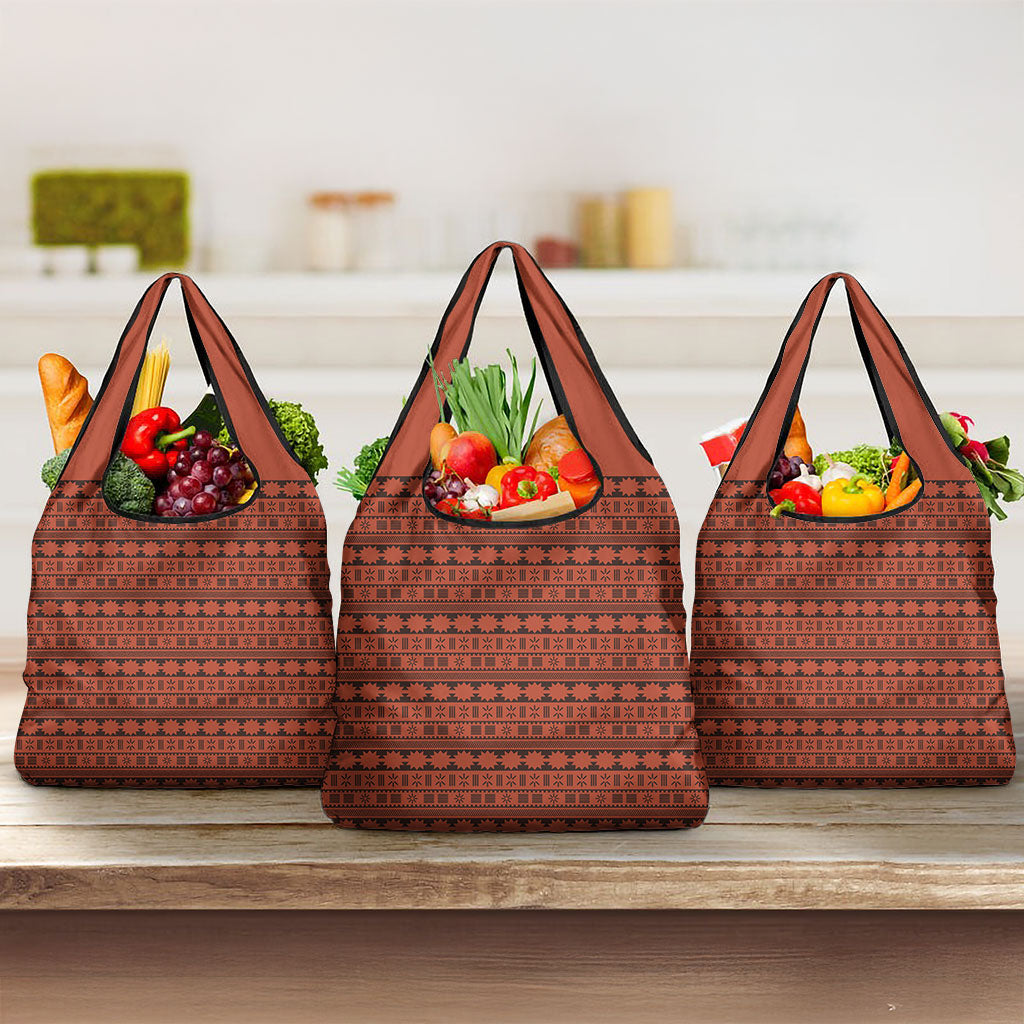 Polynesian Princess Inspired Tapa Pattern Grocery Bag LT05 3-pack One Size Red - Polynesian Pride