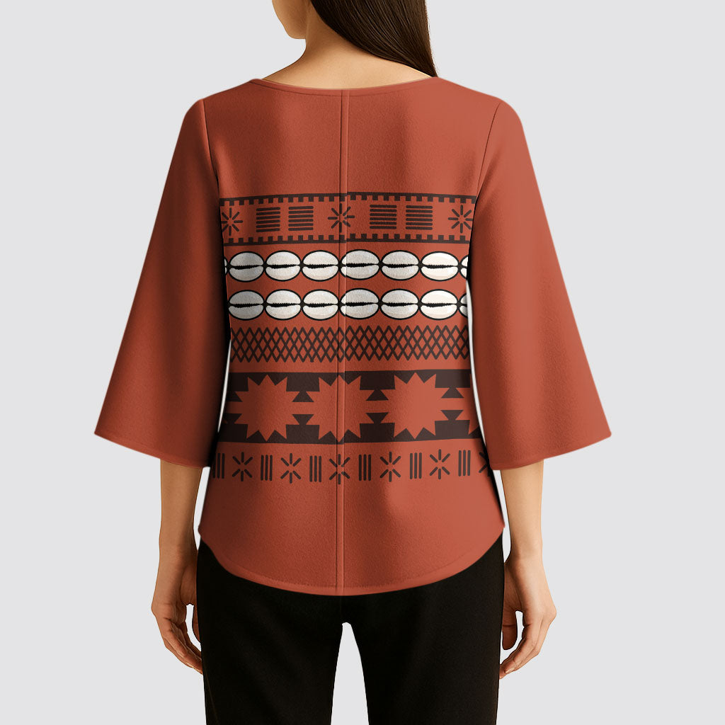 Polynesian Princess Inspired Tapa Pattern Kimono Sleeve Blouse LT05 - Polynesian Pride