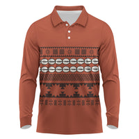 Polynesian Princess Inspired Tapa Pattern Long Sleeve Polo Shirt LT05 Red - Polynesian Pride