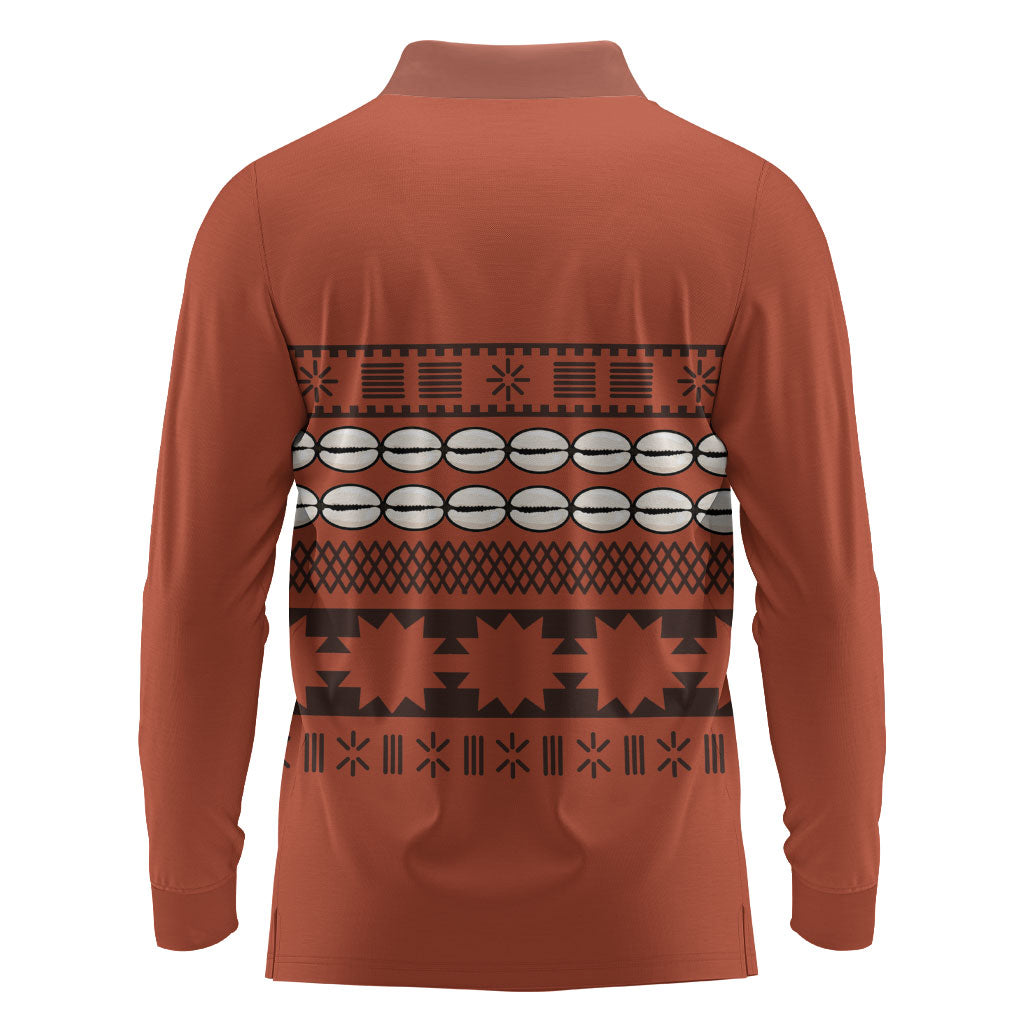 Polynesian Princess Inspired Tapa Pattern Long Sleeve Polo Shirt LT05 - Polynesian Pride