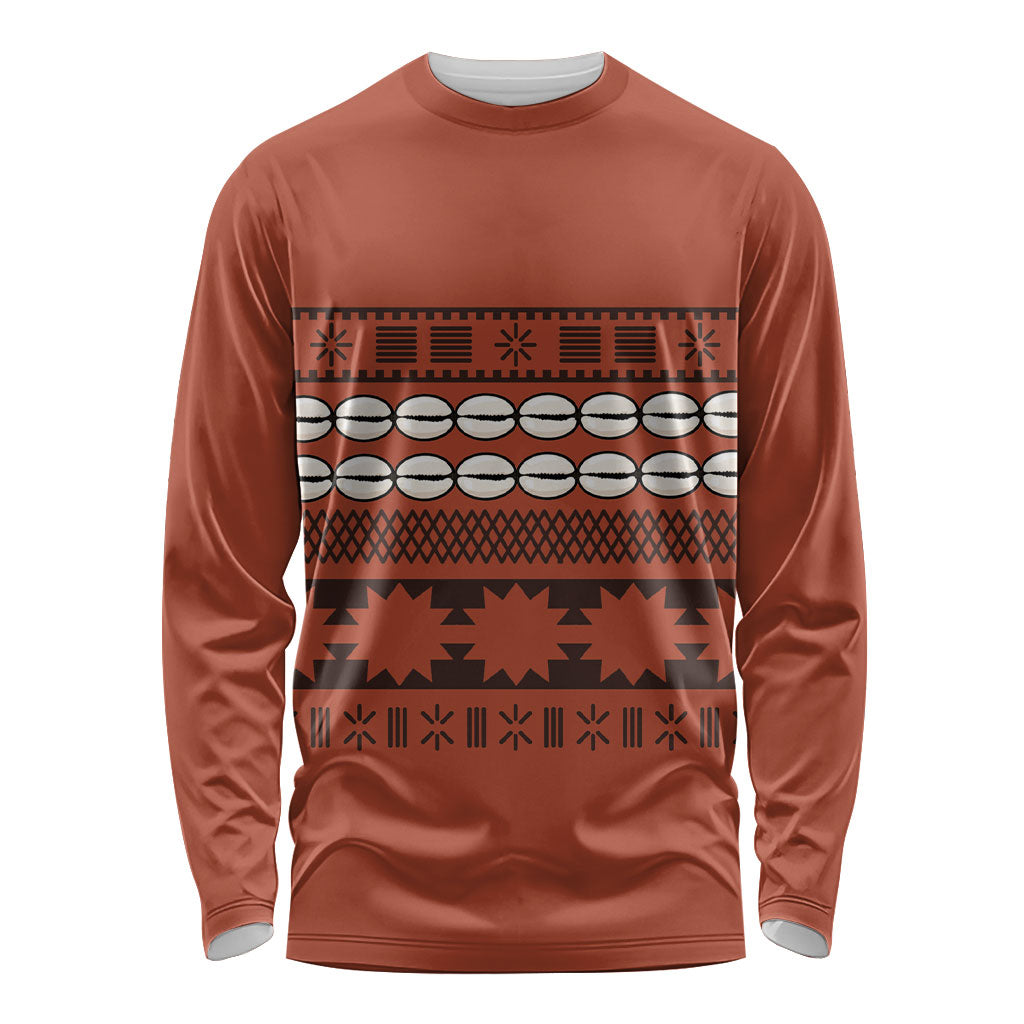Polynesian Princess Inspired Tapa Pattern Long Sleeve Shirt LT05 Unisex Red - Polynesian Pride
