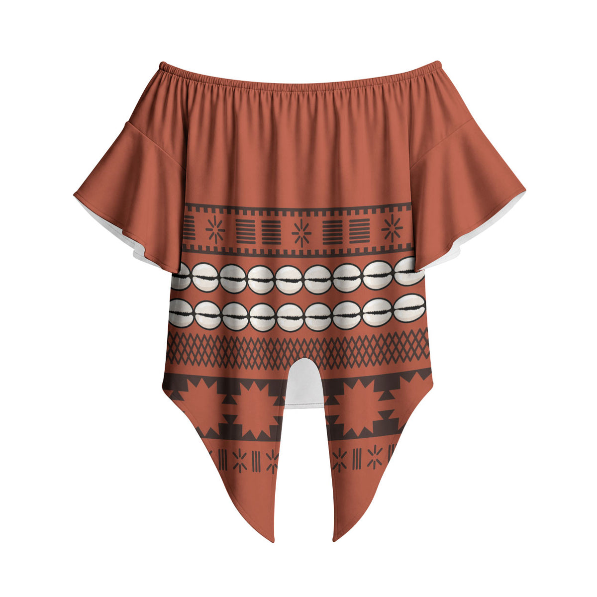 Polynesian Princess Inspired Tapa Pattern Off Shoulder Wrap Waist Top LT05 - Polynesian Pride